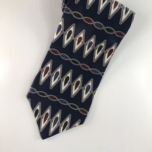 Fashion Neckwear Navy Blue Geometric Print Tie T45